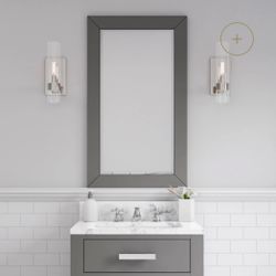 24 in. W x 36 in. H Rectangle Solid Wood Framed Wall Mount Bathroom Vanity Mirror