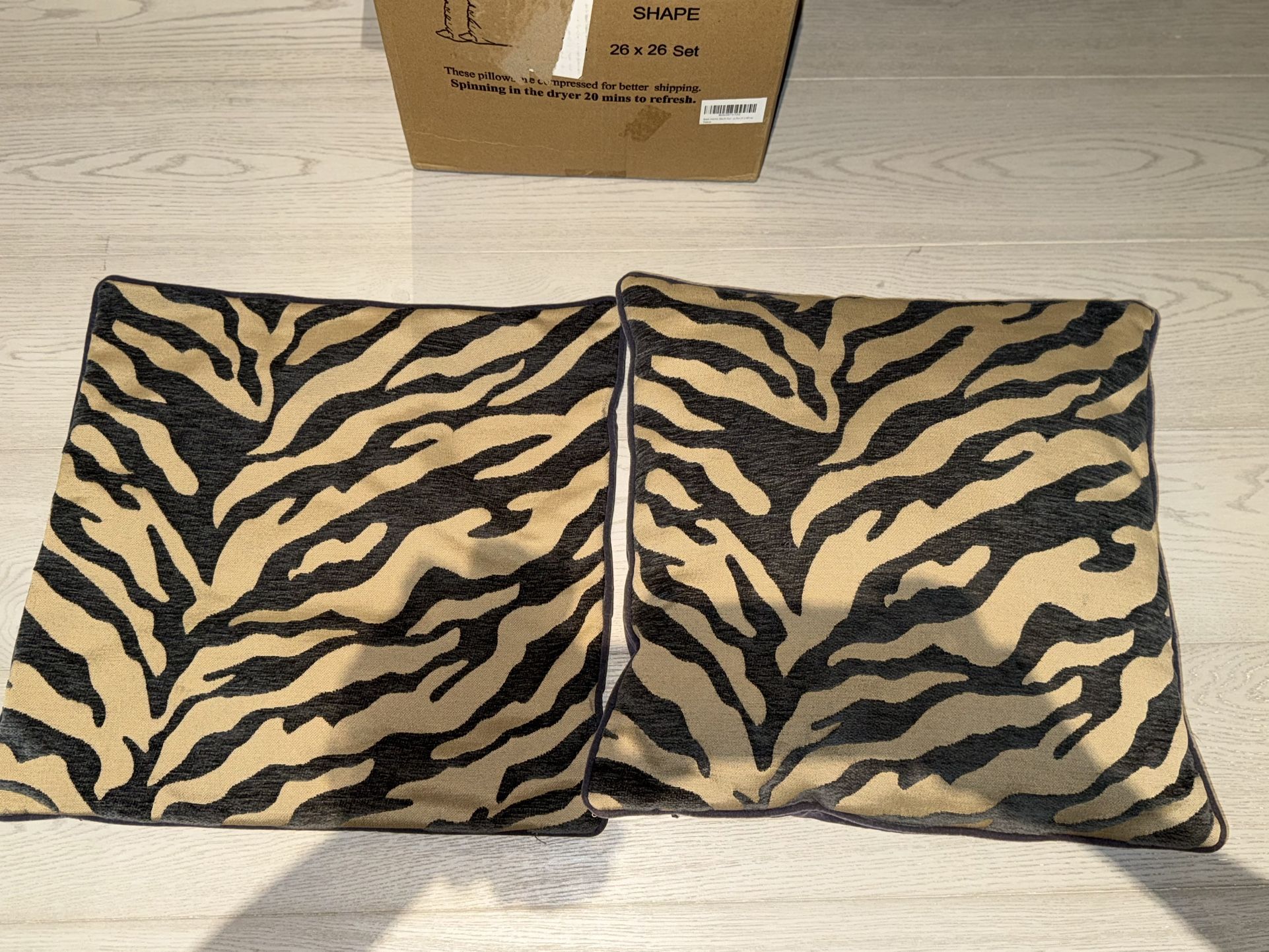 2 Z Gallerie Zebra Print Decorative Pillows 18x18