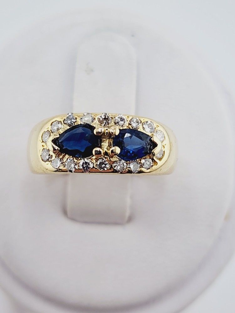 18k gold diamond & sapphire ring