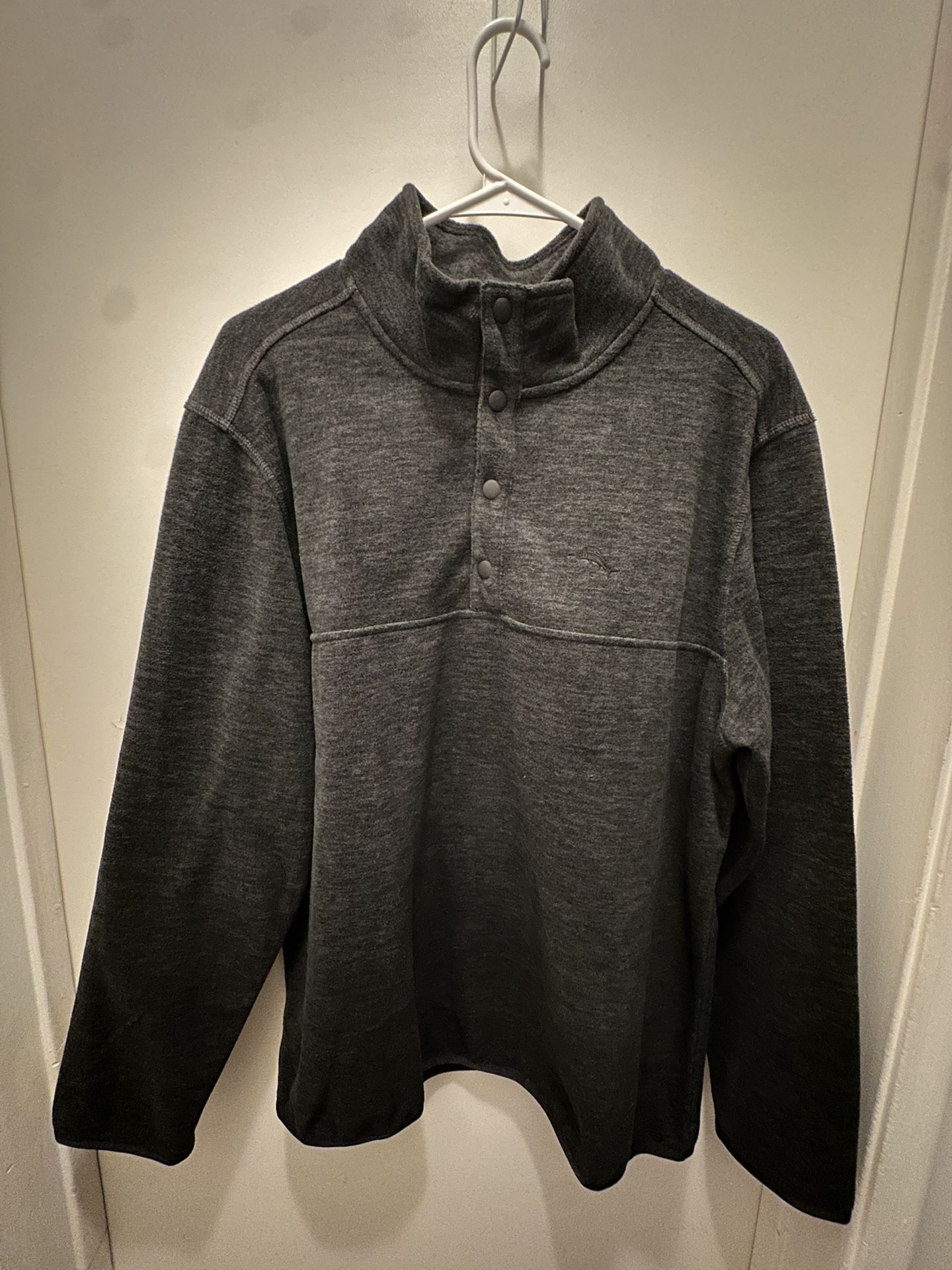 Tommy Bahama Large Pull Over Gray Fleece 1/4 Snap