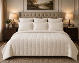$250!!  FIRM Luxury King-Size Velvet Chanel Quilt Set + 6 Matching Pillows ✨ King Size Velvet Channel Stitch Quilt Set