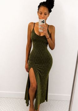Green Sparkle Maxi Dress Size Small – Slit Bodycon