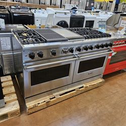 Dual Fuel stove 60 inch wide Viking with grill and griddle
