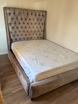 High Fashion Home Tufted Bed + Mattress & Box Spring
