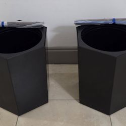 PAIR of 16" Black Hexagonal Mobile Resin Planters w Water Monitoring  (2 for $65) @ Lasting Creations 