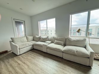 Large L-Shaped Sectional Sofa with Console Living Spaces Kennedy Purchased for $3180 selling for $1700