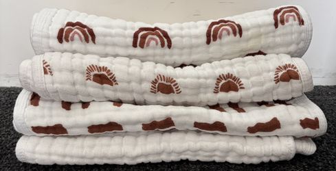 Set Of 4 Boho Burp Cloths