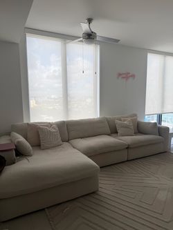 144 inch beige linen couch