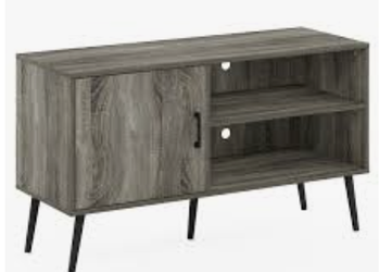 Furinno Claude Mid-Century TV Stand – French Oak Grey