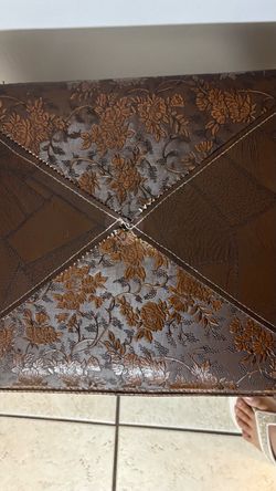 Woven Wicket and Faux Leather Vanity Bench