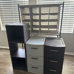 storages, 2 plastic Drawer, 2 shoe Racks & Shelf