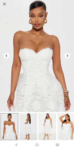White Strapless Lace Dress
