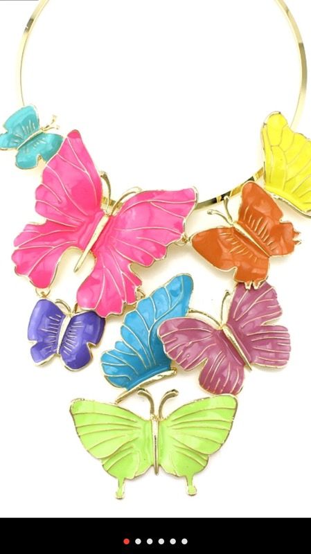 Multi colored butterfly necklace