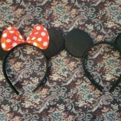New Mickey & Minnie Mouse Ears Halloween Costume Dress Up Play Pretend Head Bands For Kids Adults