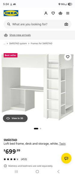 Loft bed with mattress