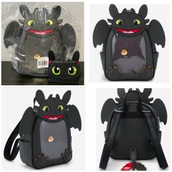 HOW TO TRAIN YOUR DRAGON Toothless Pin Collector Mini Backpack w/ Pin & Wallet  (NWT)