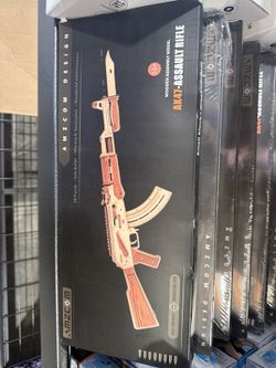 AMZCOM Wooden AK47 Assault Rifle Model Kit - 3D Puzzle Assembly Toy, Ages 14+