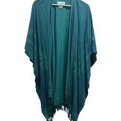 Southwest Indian Foundation Open Kimono M 100% Rayon Green Western Indie Boho