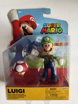 NEW Jakks Super Mario Luigi With Super Mushroom