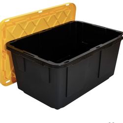 27 Gallon Heavy-Duty Storage Tote with Lids, Plastic Bin Organizer Stackable Box