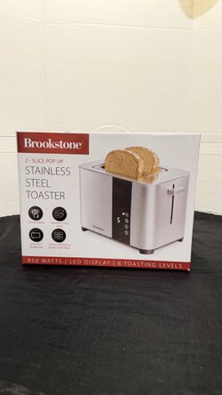 Brookstone 2-Slice Stainless Steel Pop-Up Toaster
