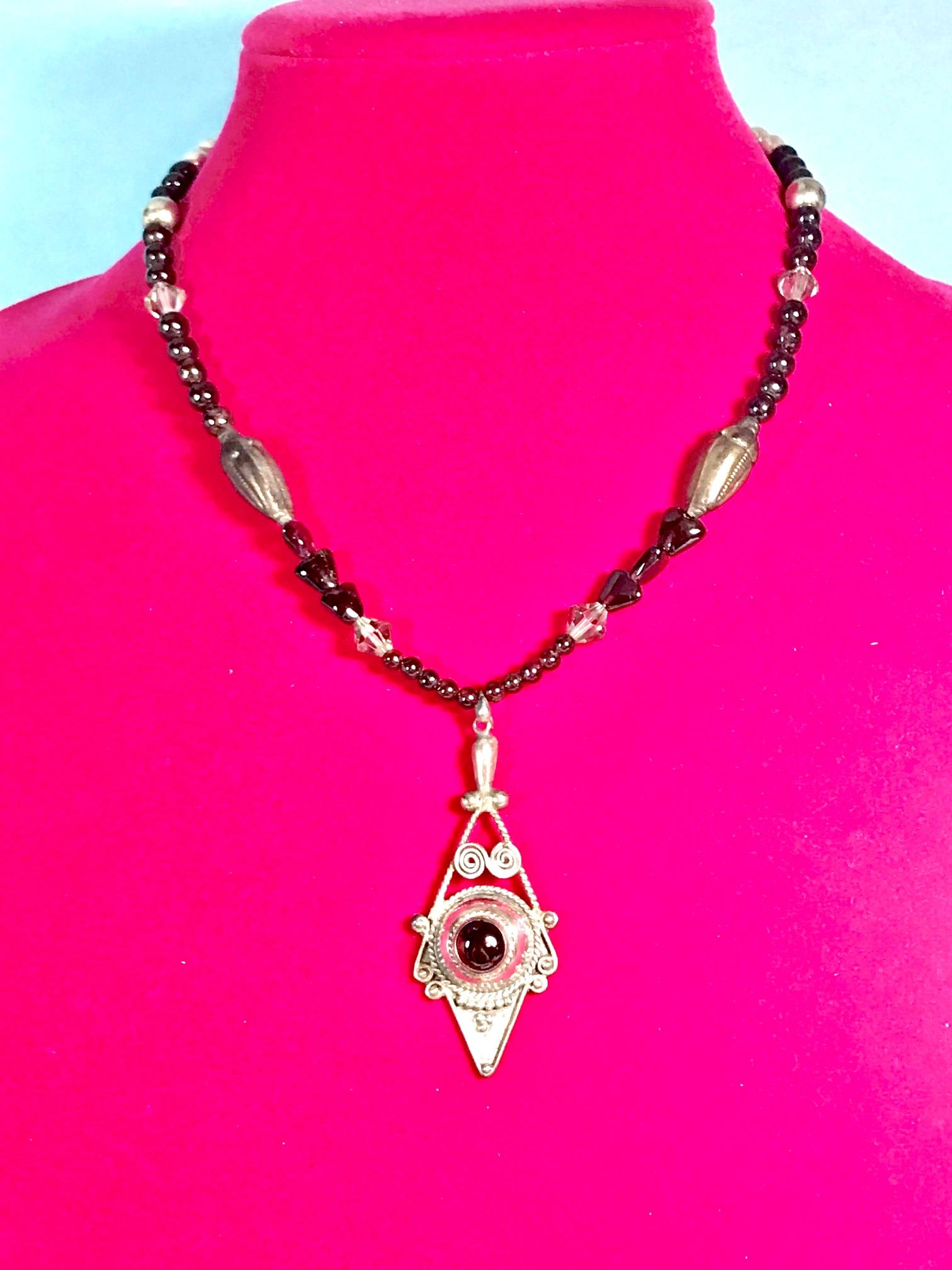 Sterling Handmade Garnet Necklace