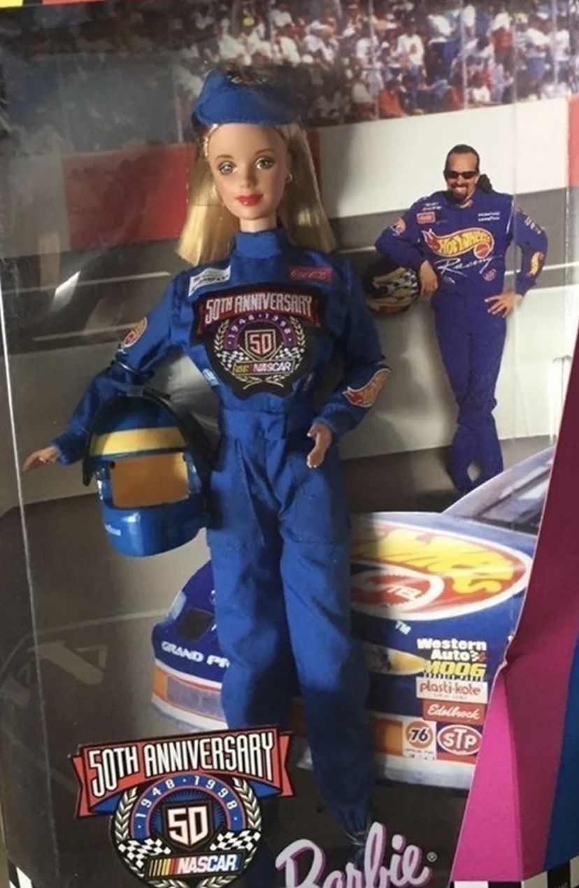 Vintage 1998 blonde 50th Anniversary NASCAR Barbie Collector Edition Doll