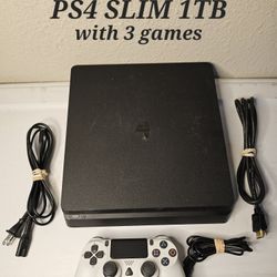PS4 SLIM 1TB WITH 3 GAMES SELL OR TRADE