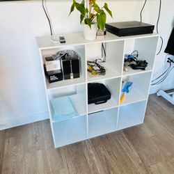 9 Cube Storage Shelf Bookcase Contemporary, White 