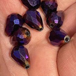 25 Purple Metalic Coated Quartz Beads 