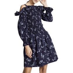 Rebecca Taylor Francine Floral Cold-Shoulder Dress