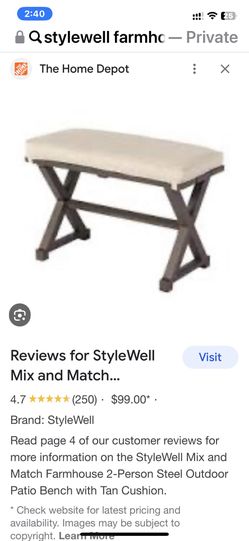 Stylewell Farmhouse Bench