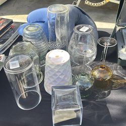 Assorted glass flower vases
