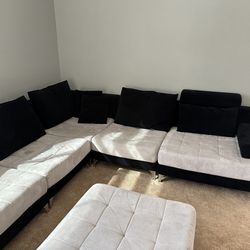 Suede Black and gray L shaped sofa