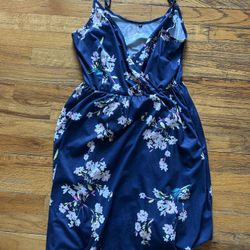 Navy blue floral dress with adjustable straps size medium 