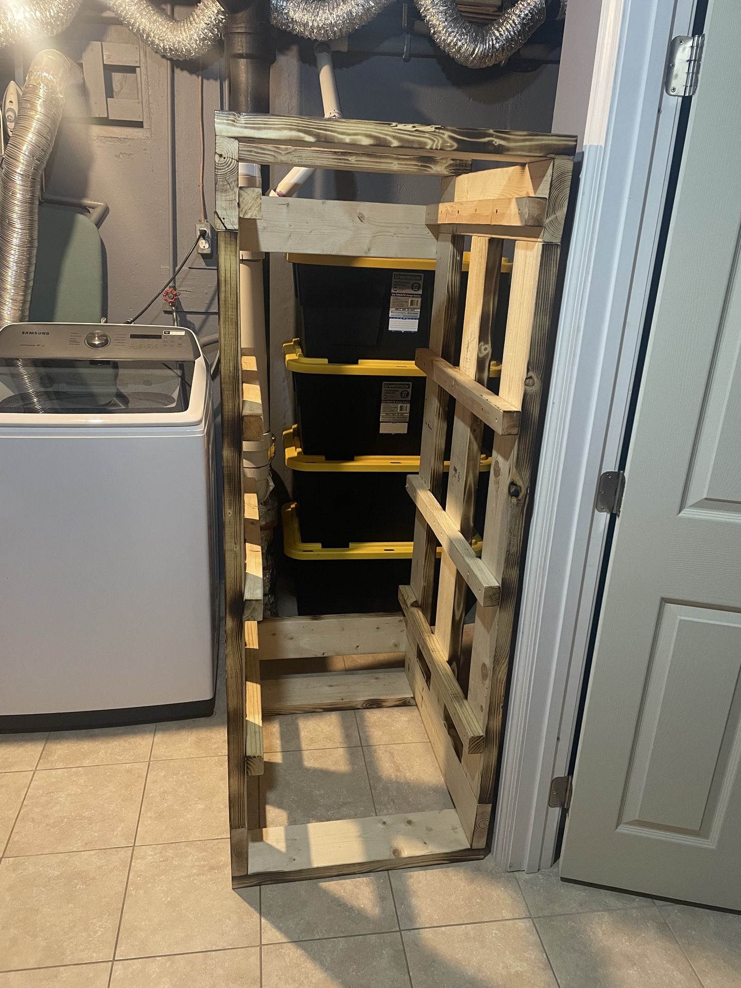 Home made 27gallon bin storage rack