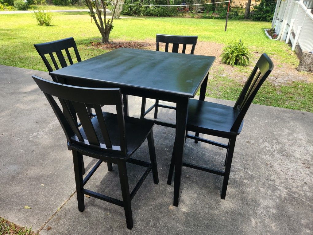 Black Wood Counter Height Table And 4 Chairs DELIVERY AVAILABLE
