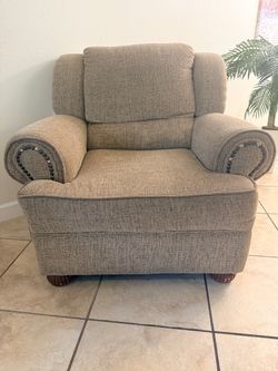 Oversized Upholstered Armchair with Nailhead Trim