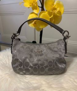 Coach Canvas of Art Metallic Silver Lurex Signature  Leather bag
