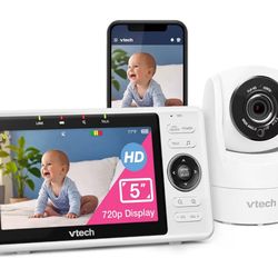 VTech Upgraded Smart WiFi Baby Monitor, 1080p FHD Camera and 5" HD IPS Display, Free App with Motion Video, Sound/Motion Detection and Notifications, 