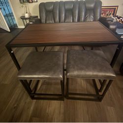 Rectangle Dining Table Set with Two  Padded seats