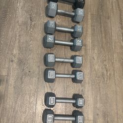 Set Of Cast Iron Dumbbells Pairs Of 8s, 10s, 12s And 15s Start The Year With Power
