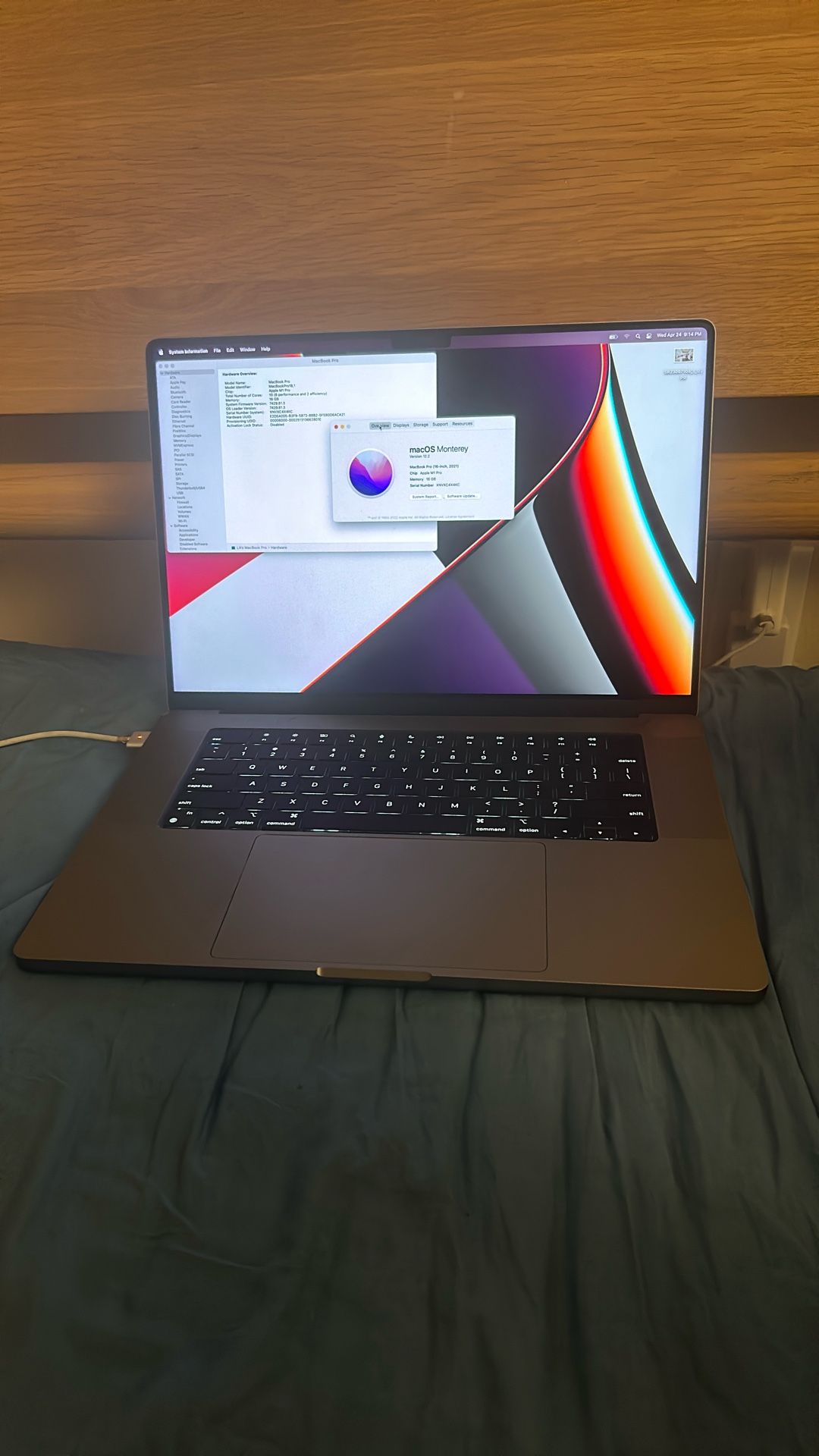 Apple MacBook Pro 18,1 (16” display 16 GB RAM 1 Terabyte HD Flash storage macOS Monterey 2021 Apple M1 Pro