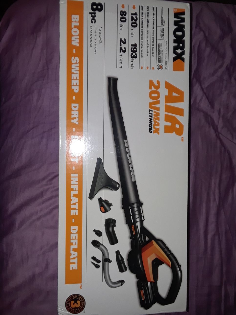 I'm brand new and sealed box Worx 8-piece Blower kit 20 volt