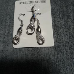 Sterling Silver Cz Earring/pendant Set