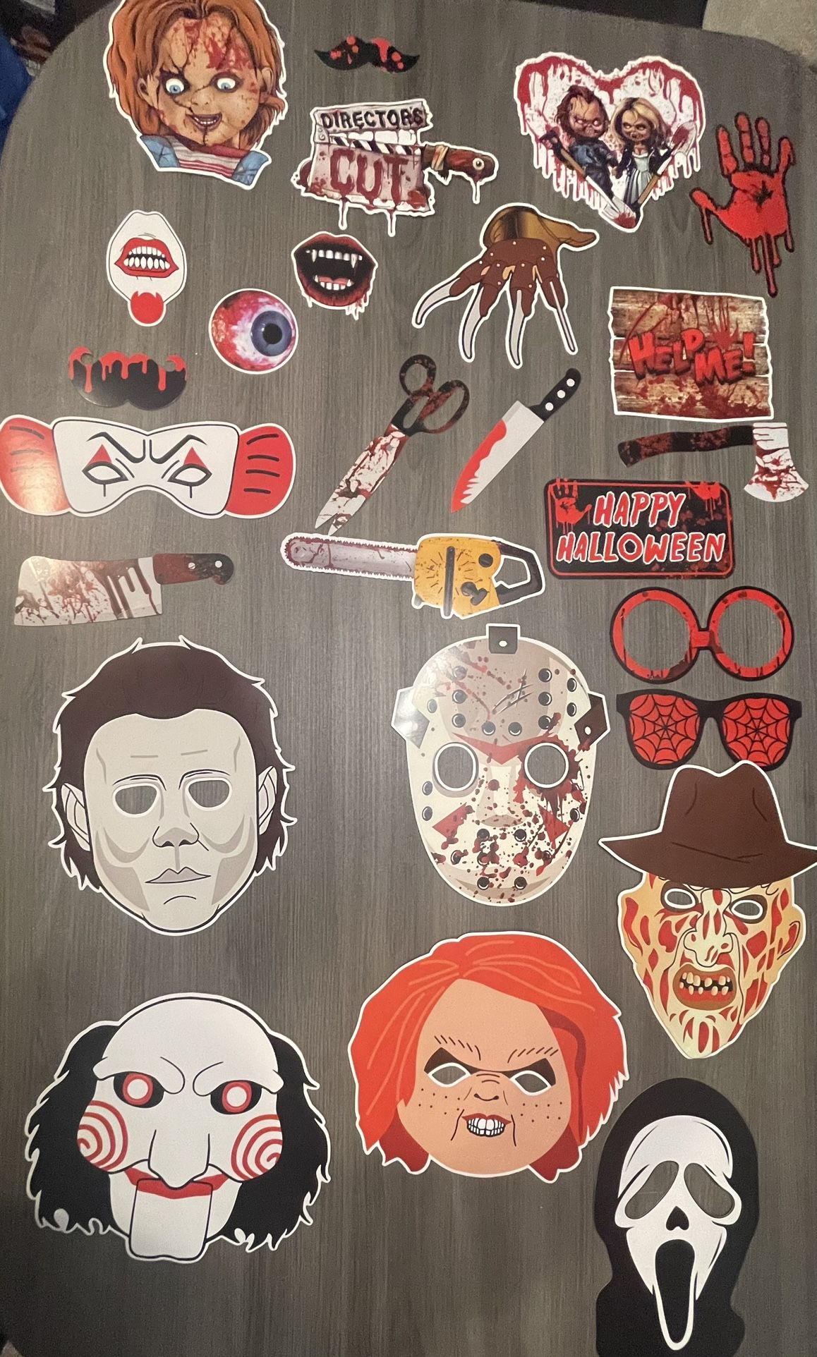 26pcs Horror Halloween Photo Booth Props for Horror Party Decorations Scary Party