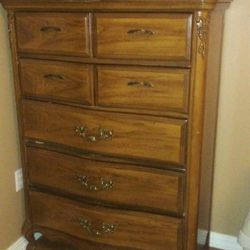 French Provisional - Walnut 5 Drawer Dresser Antique