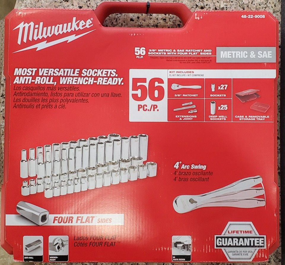 Milwaukee 56 Pc 3/8" Socket Set (Brand New)