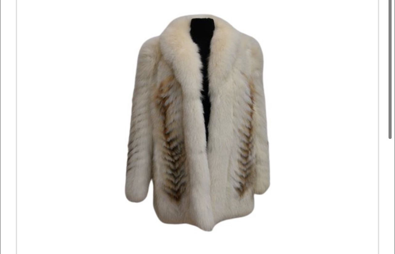 Show Stopper!!!! Brilliant Off white And Red Authentic Fur Coat