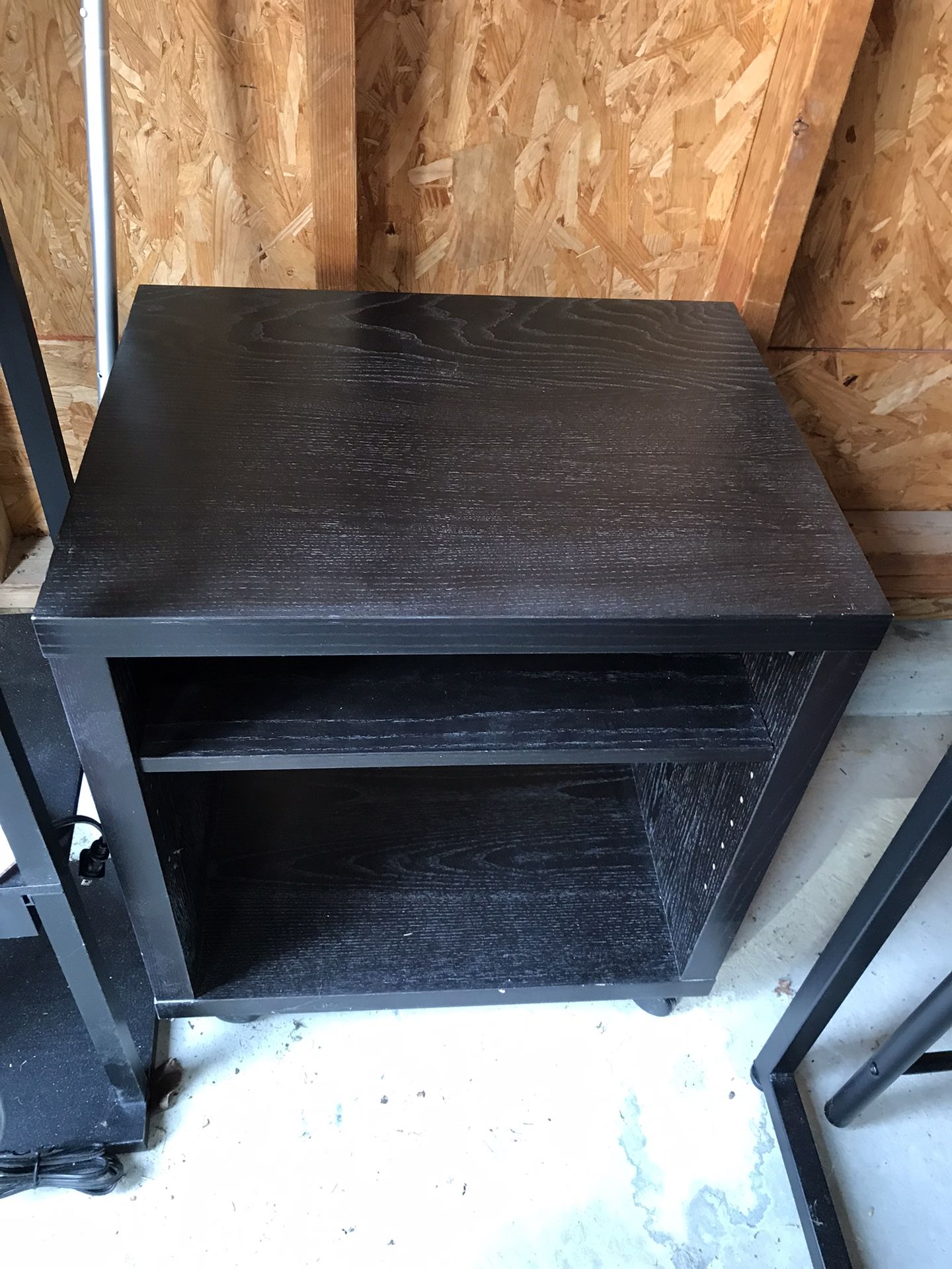 2 for $15 or $10 each - Espresso End Table with 1 Shelf & wheels